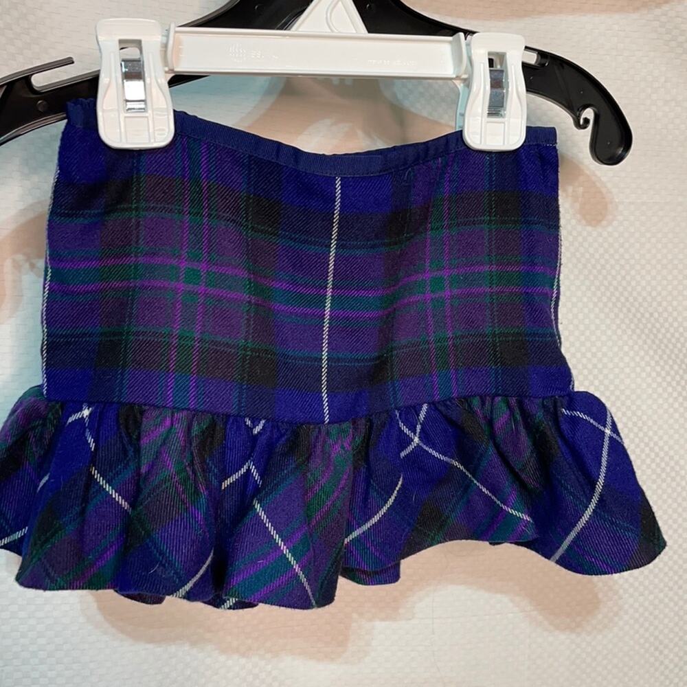 Ralph Lauren 2t purple black plaid ruffled skirt